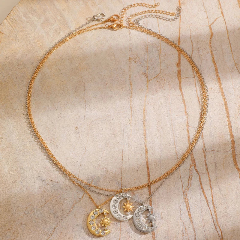 Celestial Moon-And-Star Necklace
